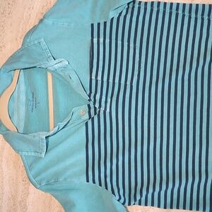 Vineyard Vines Boy Teal and Navy Striped Polo